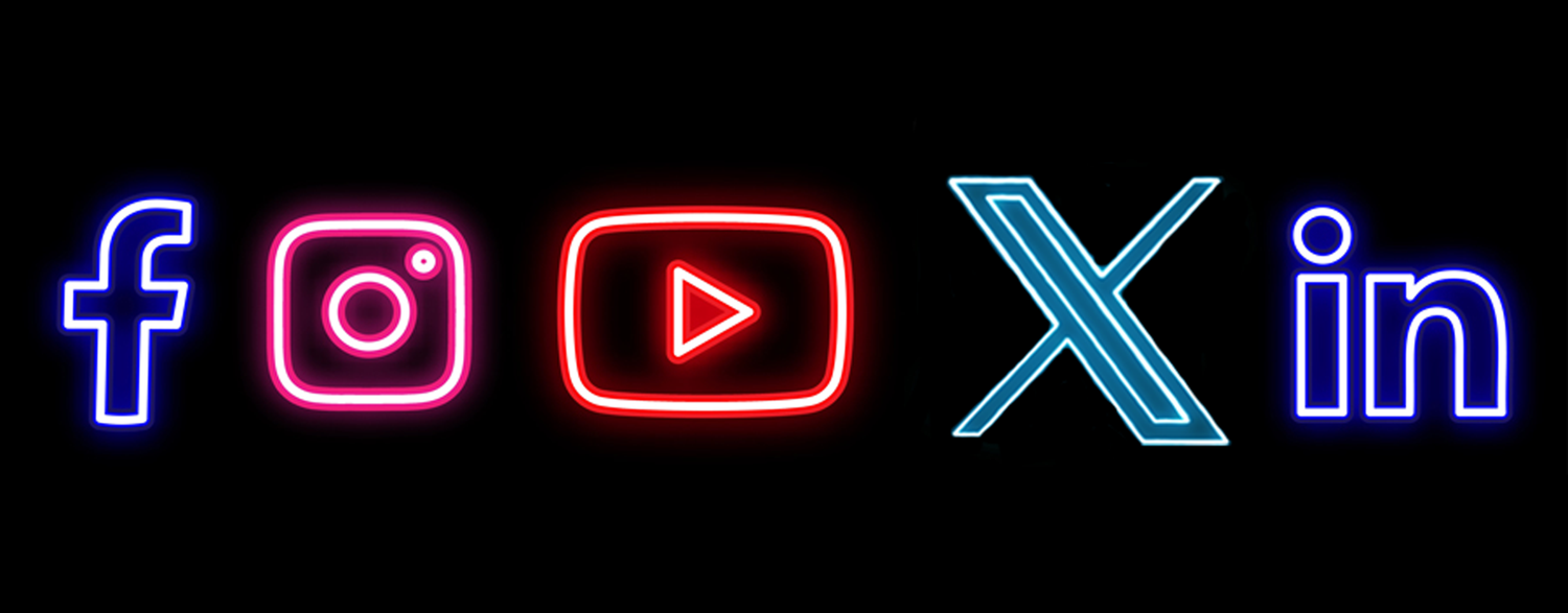 Facebook, X, instagram, youtube,linkedin logo