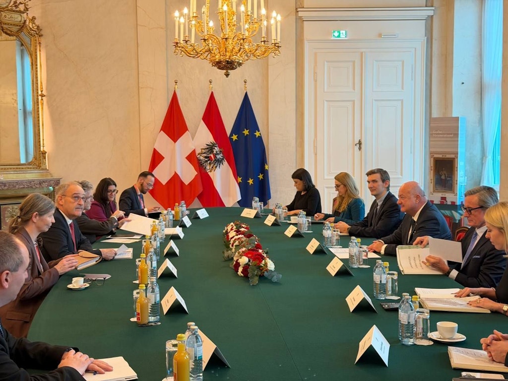 Bundespräsident Guy Parmelin mit dem österreichischen Bundeskanzler Christian Stocker